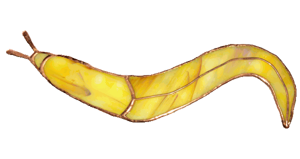 Stained glass banana slug